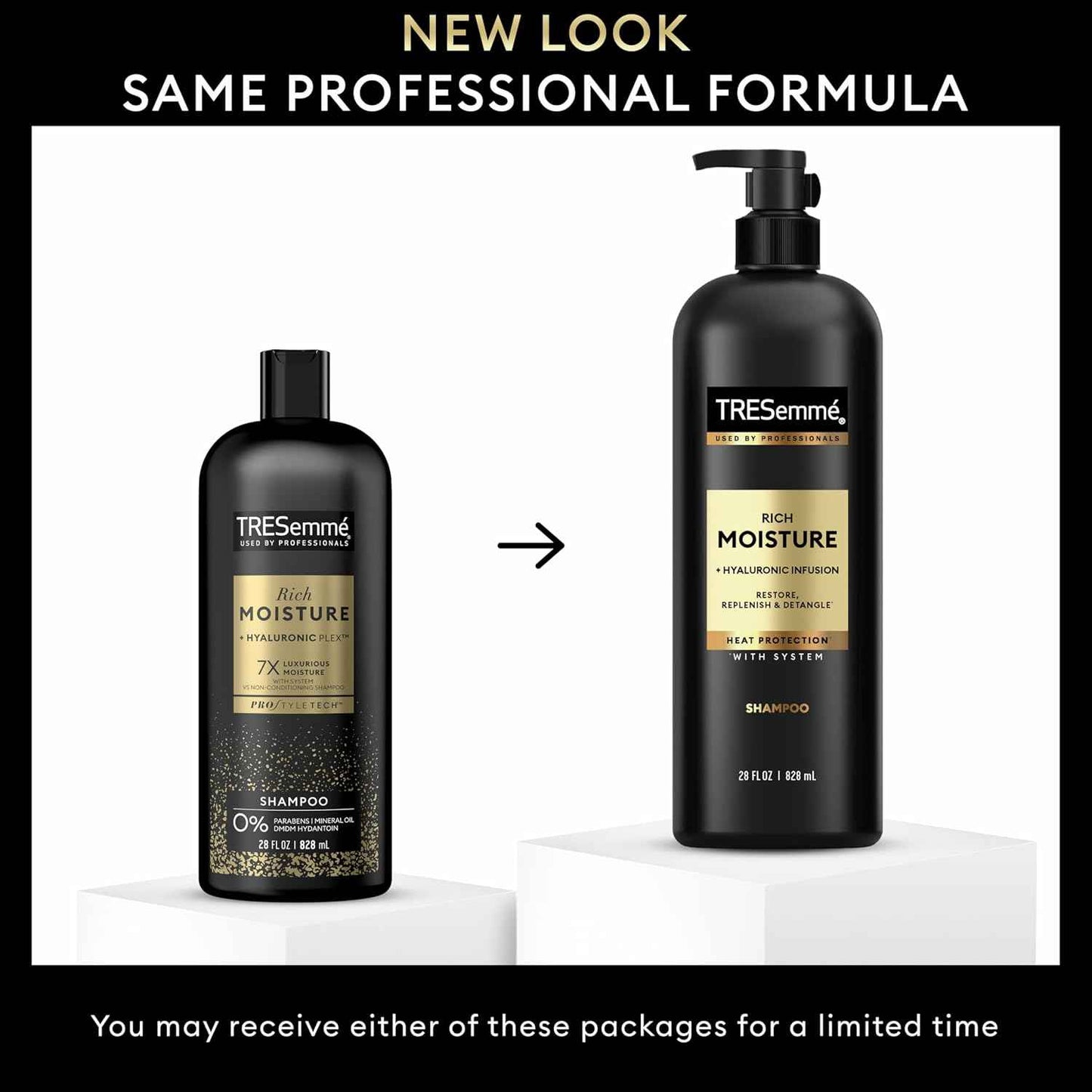 TRESemmé Rich Moisture Hydrating Shampoo 3 Count for Dry Hair Hyaluronic Acid Self Care Ritual 28 Fl Oz