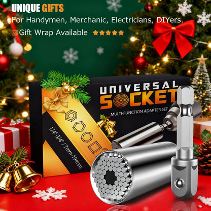 included 1/4" power drill adapter for use with electric drills, screwdrivers, and manual ratchets