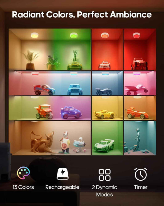 Wireless Puck Lights — Clutter-Free Under Cabinet Lighting with Magnetic Mount and Type-C Recharge