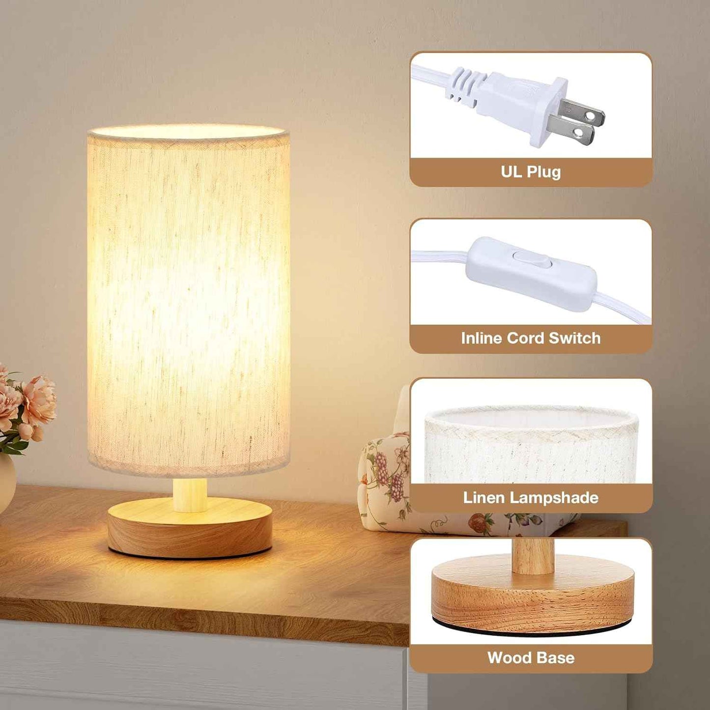 Fenmzee Bedside Lamp for Birthday Gifting - 9-Inch Decor Lamp with Decorative Pattern Shades for Her and New Apartment