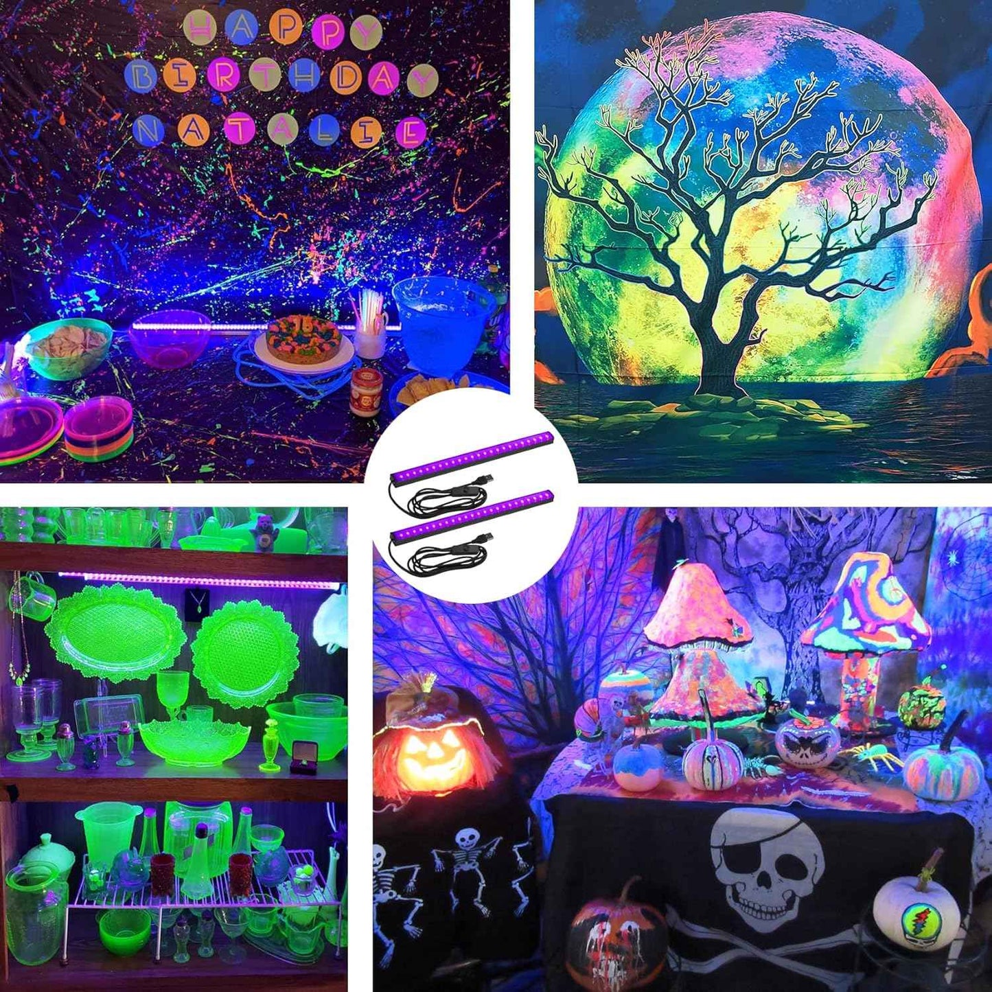 CICINY Black Light Bar – Portable Outdoor UV Light for Patio Parties, Battery Bank Powered 1FT LED