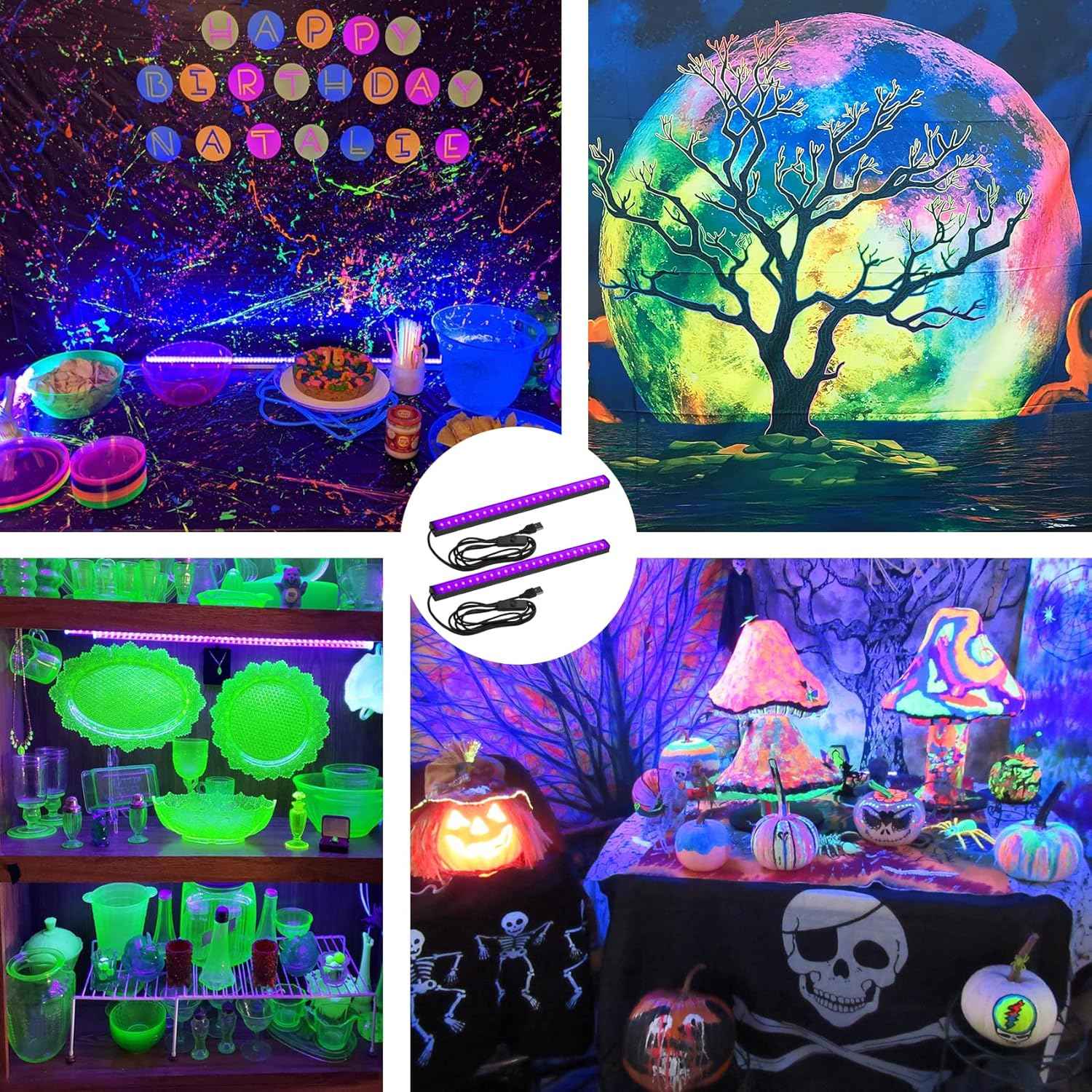 CICINY Black Light Bar – Portable Outdoor UV Light for Patio Parties, Battery Bank Powered 1FT LED