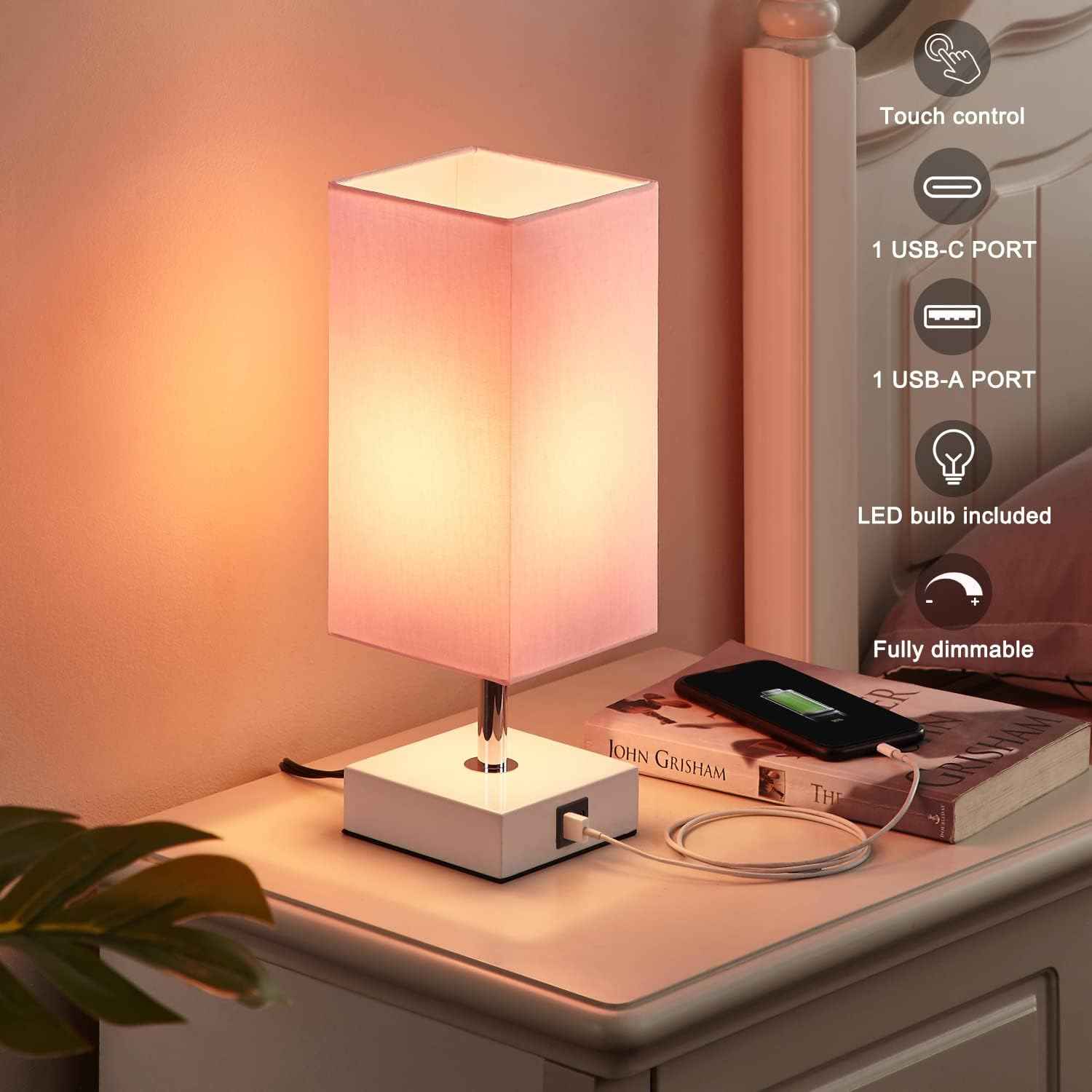 Ambimall Touch Table Lamp – Home Office Desk Lamp with USB Charging, Flicker-Free Light for Focused Work Sessions