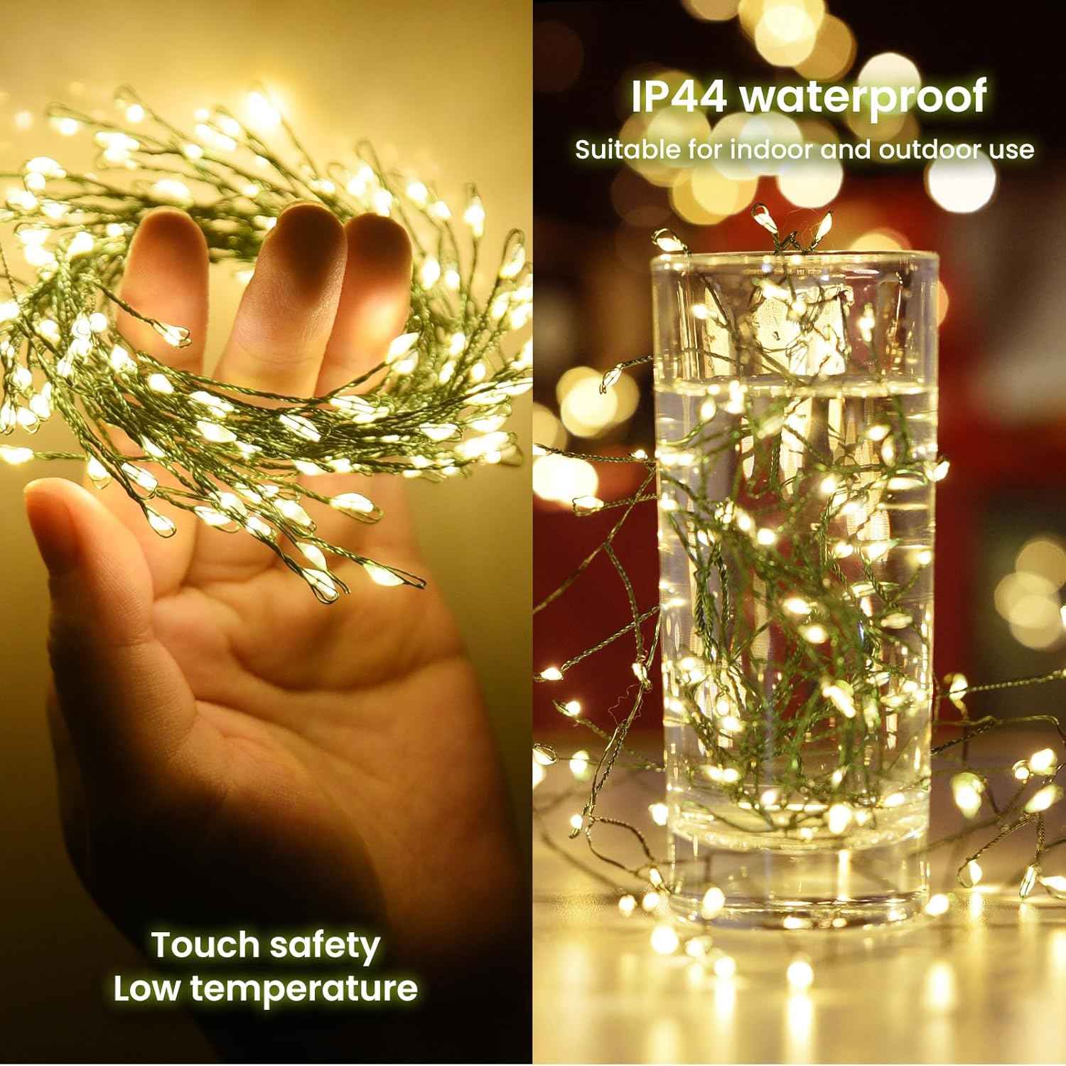 Dailyart 6ft Outdoor Fairy Lights 120 LED – Camping Tent and Backyard Ambiance, IP44 Waterproof Copper Wire