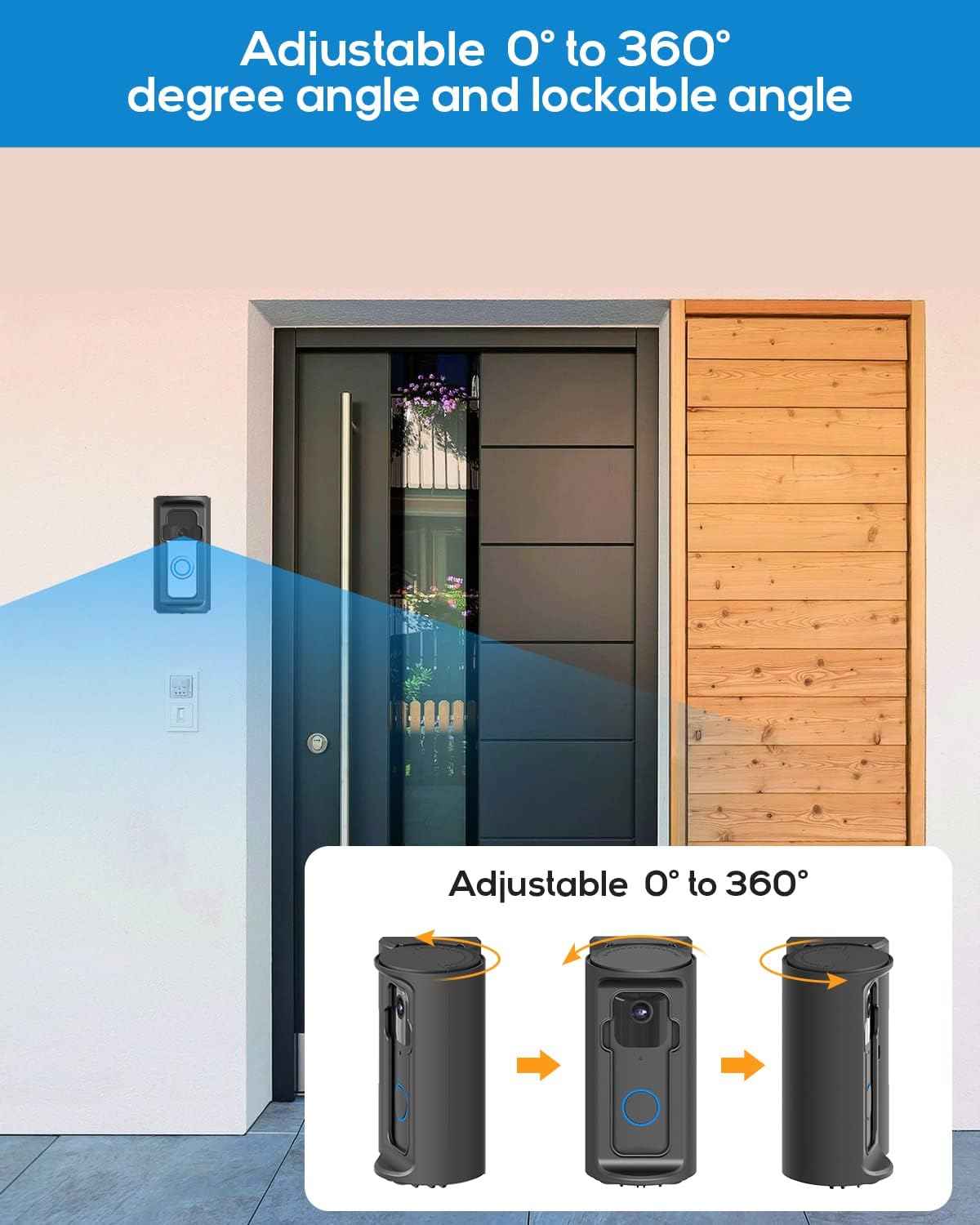 Sleek No-Drill Mount for Ring Doorbell – Compact Adjustable Bracket in a Clean, Low-Profile Design