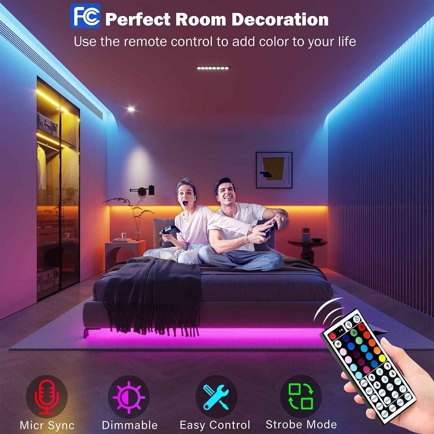 [Brand] Smart LED Light Strips – 32.8ft to 130ft Color Changing Living Room Aesthetic with App Control