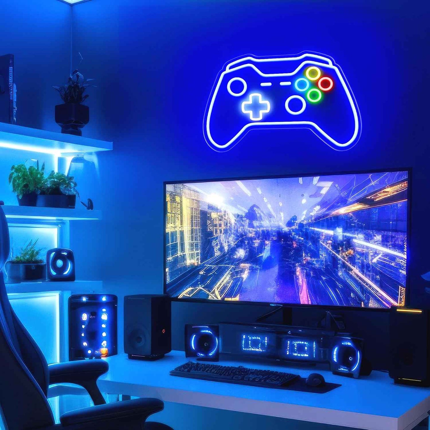 Gaming Neon Sign – Cozy Ambient Lighting for Man Cave and Recreation Room, Handmade LED Wall Art