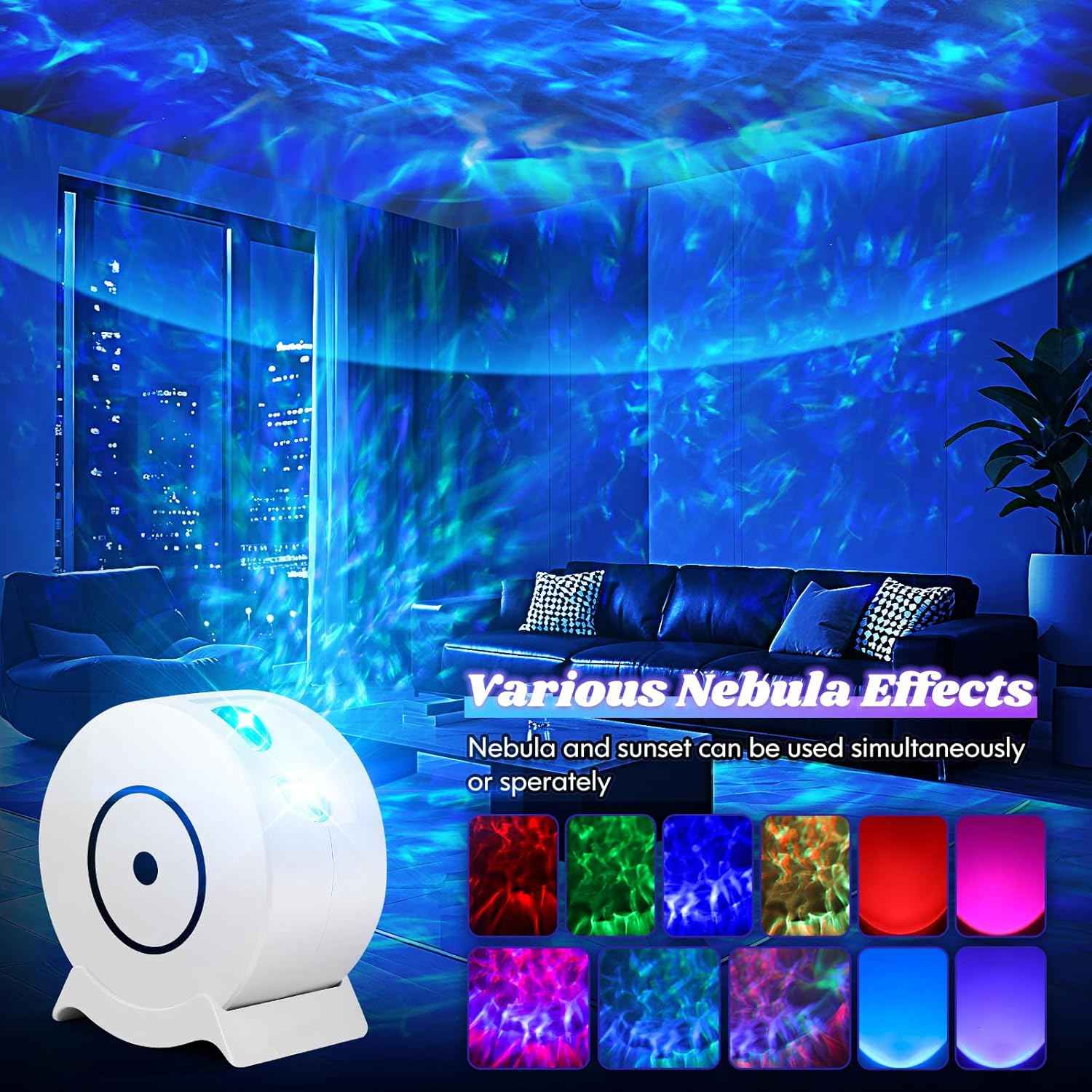 Lumaverse Galaxy Star Projector – Living Room Aesthetic Accent, Starry Nebula Ceiling Projector with Timer
