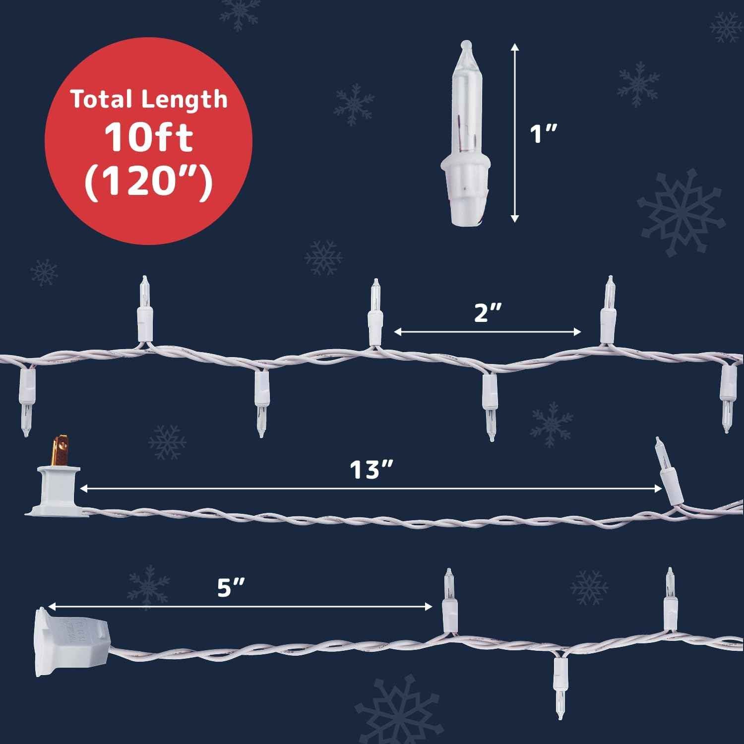 PREXTEX 10 Ft Outdoor String Lights for Patio, Porch Railing, and Fence Line Holiday Curb Appeal, 50 Count Connectable
