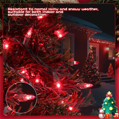 Holiday Charm 100-Count Red Weather-Resistant String Lights 21ft Green Wire for Patio and Outdoor Dining Setups