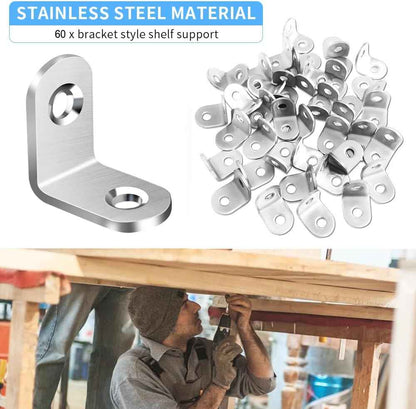 AODLANA Stainless Steel L Brackets – Stylish Hardware for Living Room Furniture, Reinforce Bookcase Corners
