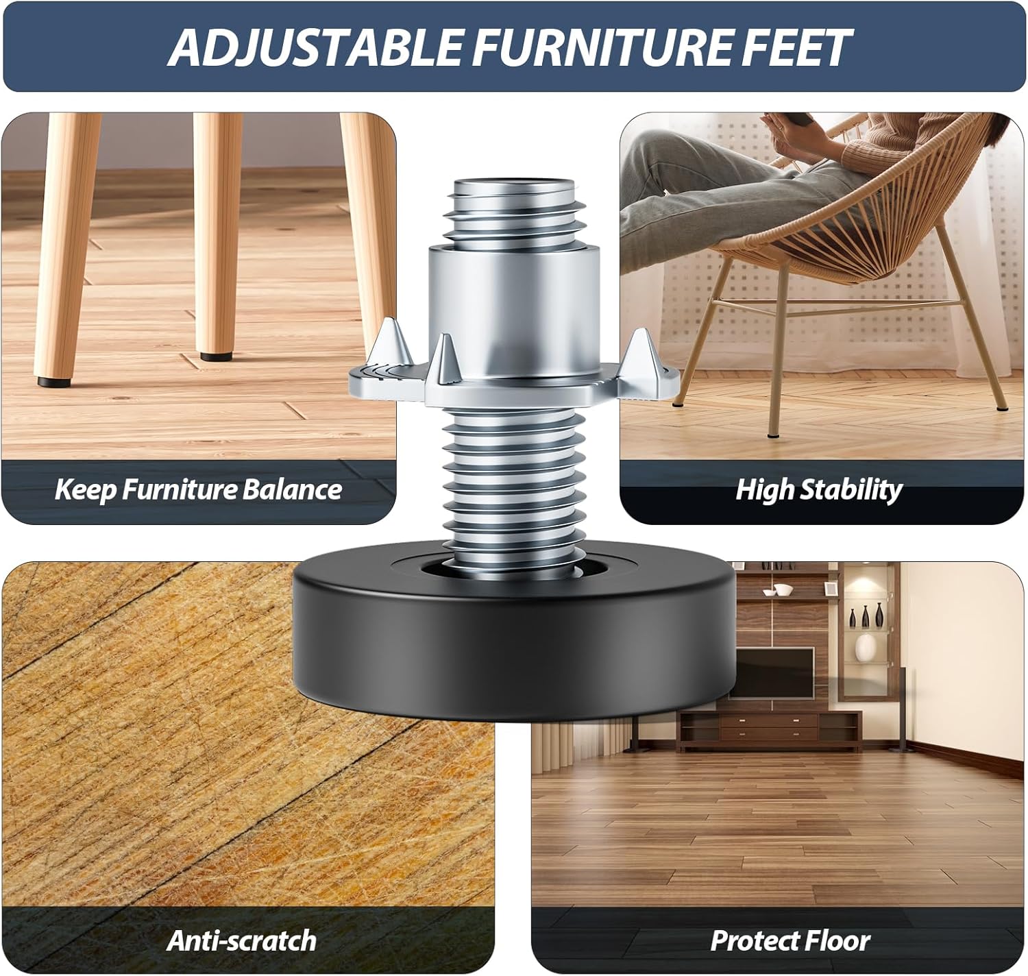 includes matching t-nuts for blind-hole installation in wood legs