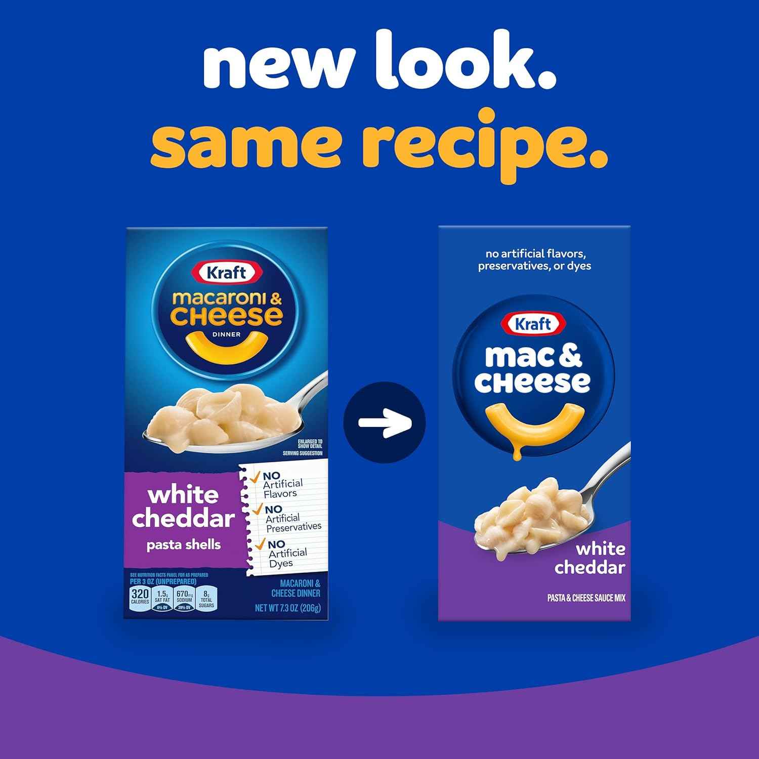 Kraft White Cheddar Mac & Cheese Shells – Clean-Label Comfort Food with No Artificial Dyes, 7.3 oz
