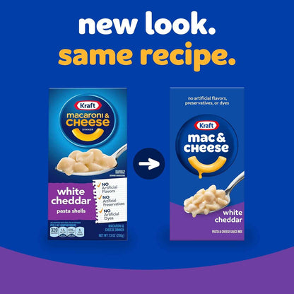 Kraft White Cheddar Mac & Cheese Shells – Clean-Label Comfort Food with No Artificial Dyes, 7.3 oz