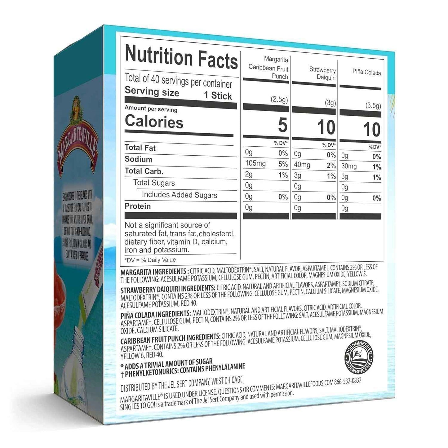 Margaritaville Singles to Go Water Drink Mix – Office Desk Hydration for Midday Focus, Tropical Single-Serve Powder Sticks