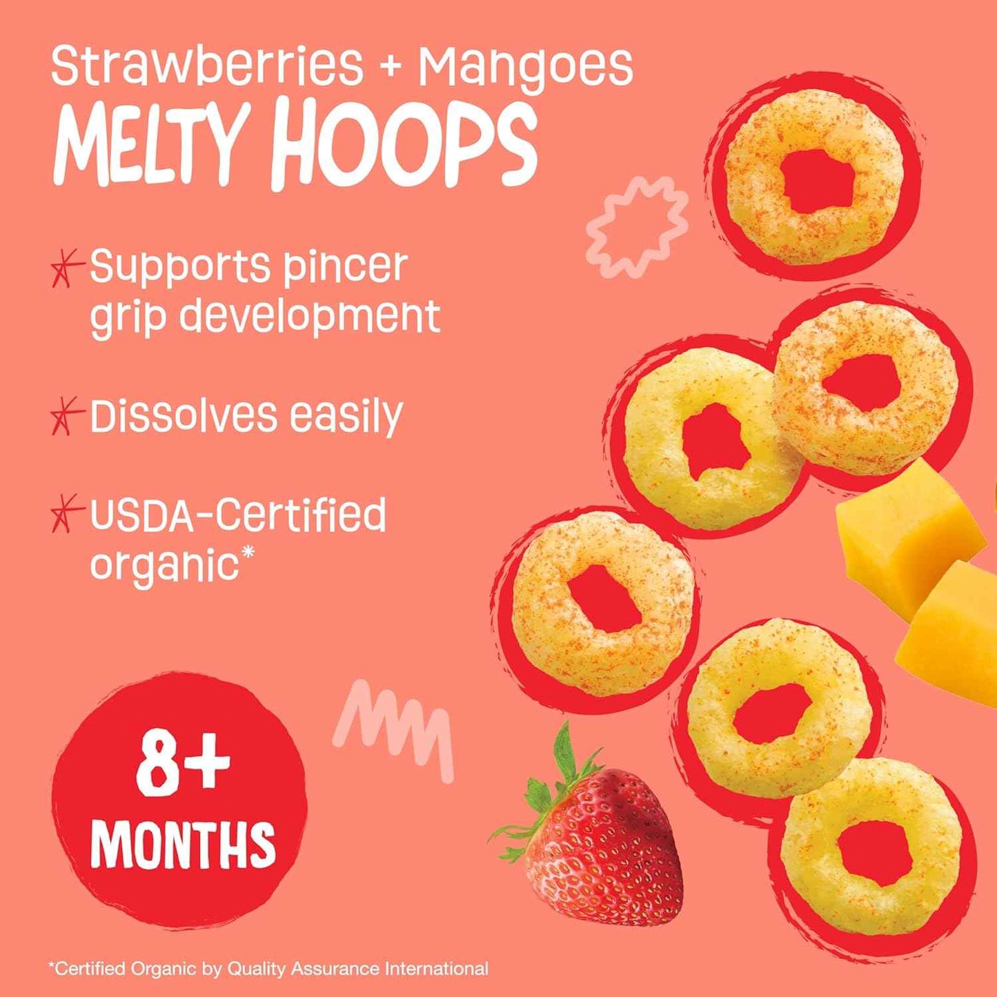 Earth's Best Melty Hoops – Health-Conscious Organic Finger Food for Babies 8 Months and Up, Quinoa and Corn Base