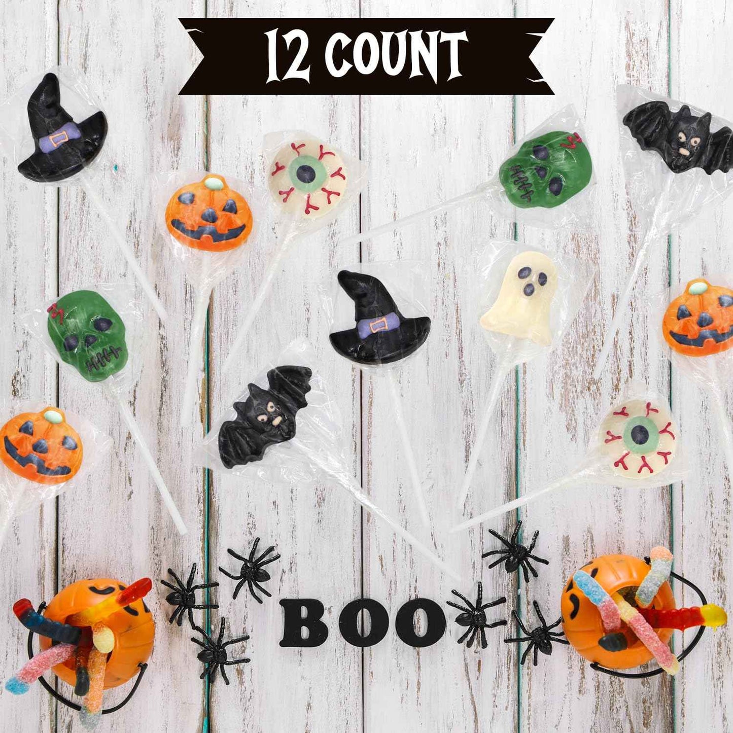 Spooky Shaped Lollipops Individually Wrapped Kids Halloween Treats for School Goodie Bags and Party Favors