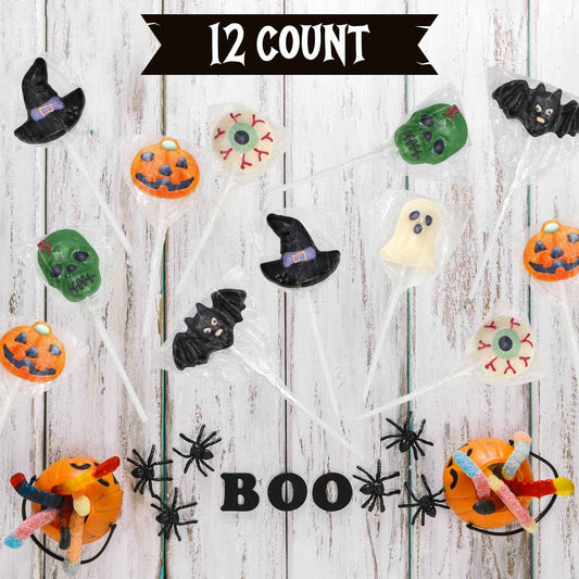 Spooky Shaped Lollipops Individually Wrapped Kids Halloween Treats for School Goodie Bags and Party Favors