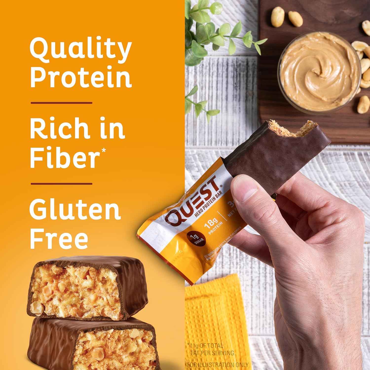 Quest Nutrition Cookies & Cream Protein Bar – Post-Workout Recovery Treat for Wellness Routines and Macro-Tracking Diets, 1g Sugar