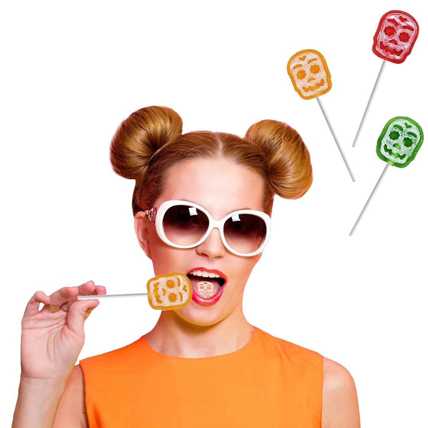 Candy Pop Co. Skull Lollipop Suckers – Portable Trick-or-Treat Candy for Neighborhood Treat Drops