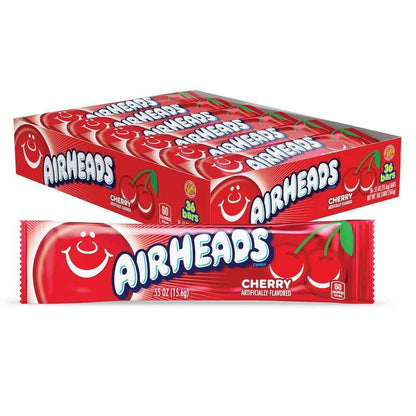 Airheads Candy Cherry – Allergen-Free Pantry Staple for Shared Households, Bulk Pack of 36