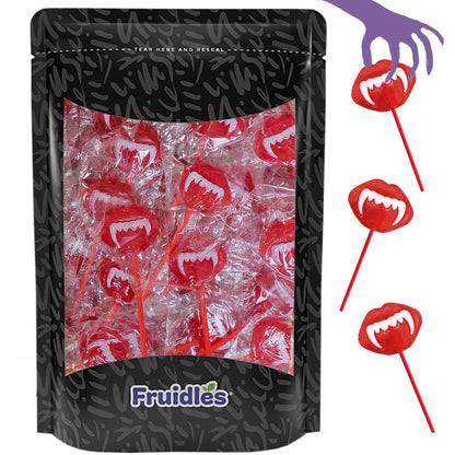 Fruidles Vampires Fangs Lollipop Suckers – Durable Individually Wrapped Candy for Outdoor Halloween Block Parties