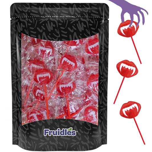 Fruidles Vampires Fangs Lollipop Suckers – Durable Individually Wrapped Candy for Outdoor Halloween Block Parties