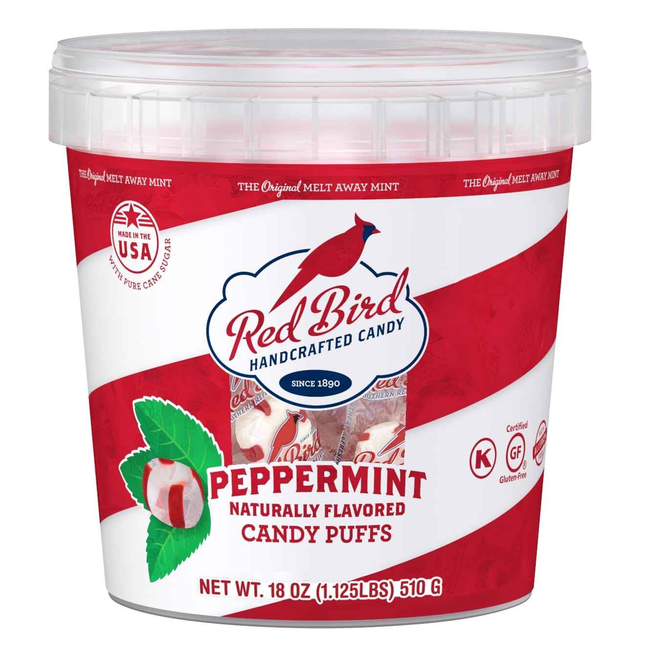 Red Bird Soft Peppermint Puffs – Simple Individually Wrapped Mints for Clean Countertops and Pantry Storage