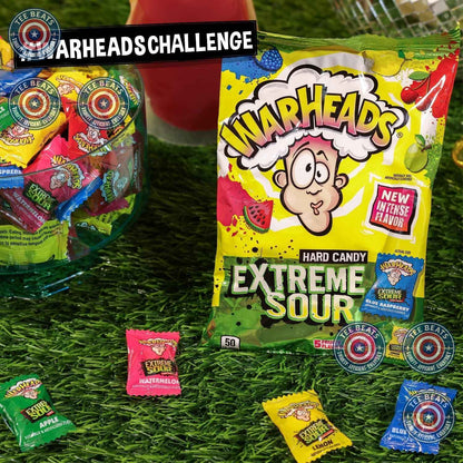 WARHEADS Sour Candy for Kids Party Favors - Assorted Fruit Flavors Birthday & Playdate Treat - 3 Pack