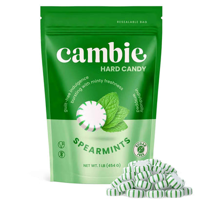 Cambie Sugar Free Hard Candy Spearmint – Low-Calorie Breakroom Snack for Busy Professionals, Individually Wrapped