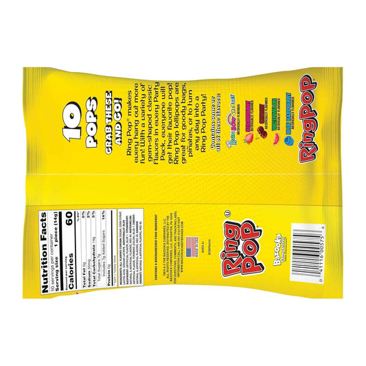 Ring Pop Individually Wrapped Care Package Candy for College Students & Nostalgic Adults – 10 Count Lollipop Variety Pack