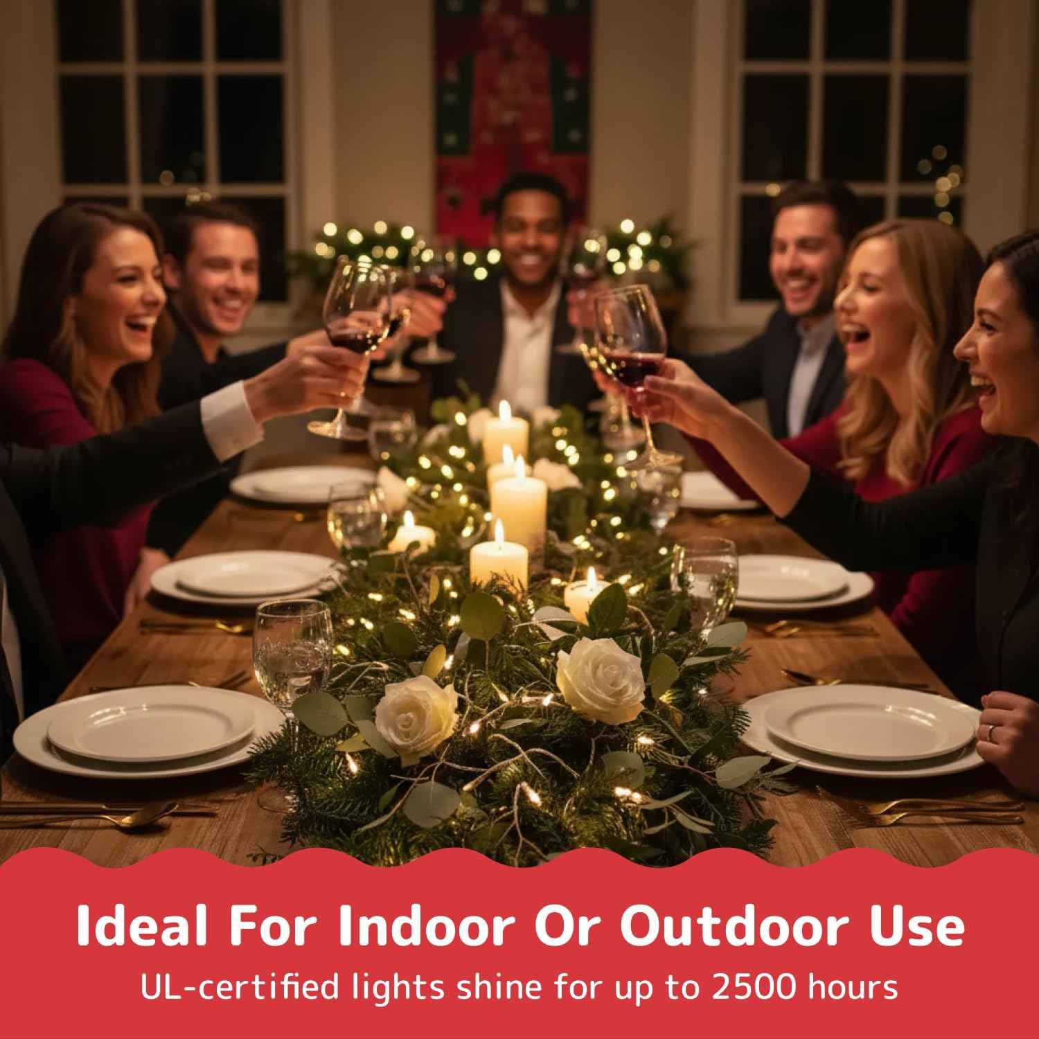 PREXTEX 10 Ft Outdoor String Lights for Patio, Porch Railing, and Fence Line Holiday Curb Appeal, 50 Count Connectable