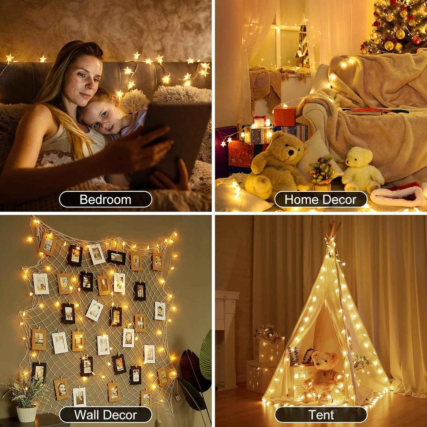 Brightown Star String Lights – Thoughtful Birthday Gift for Her and Mom, 17ft Battery Operated Star Fairy Lights with Remote and Timer
