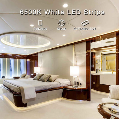 DAYBETTER Minimalist LED Tape Light 20FT Warm White – Subtle Bedroom Ambient Strip with Hidden Inline Dimmer