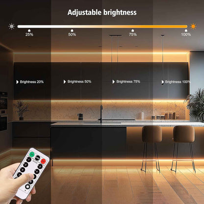 echosari Tape Light No Plug Required – Simple Peel-and-Stick Accent for Intentional Interiors, Warm White, Remote Dimmable