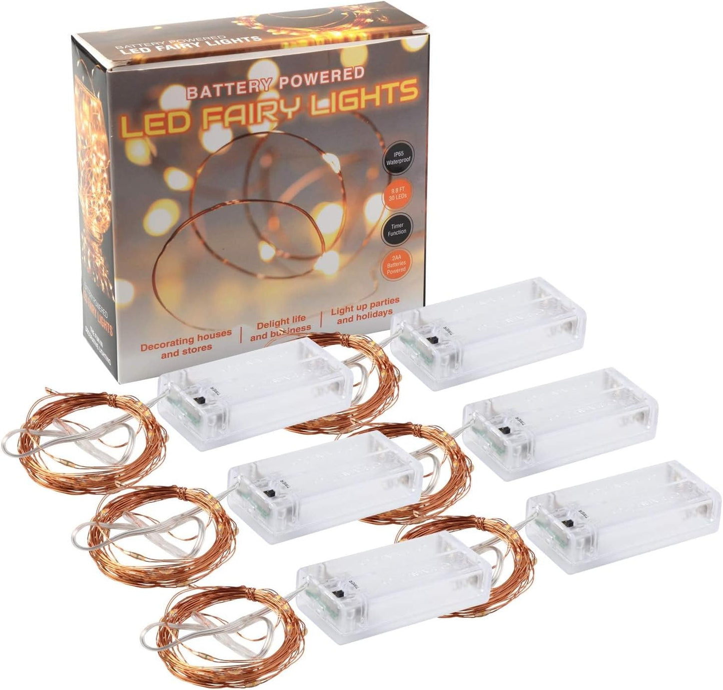 innotree LED Fairy Lights – Child-Safe Nursery and Playroom Decor, Cool-Touch Copper Wire Battery Operated 6-Pack
