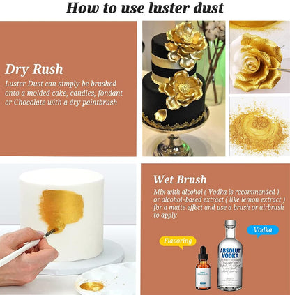INOCERIS Edible Luster Dust Set – Elegant Gift for Bakers and Cake Decorators, Gold and Rose Gold Shimmer, 5g Jar