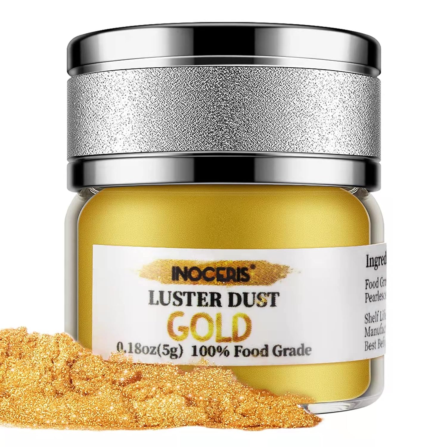 INOCERIS Edible Luster Dust Set – Elegant Gift for Bakers and Cake Decorators, Gold and Rose Gold Shimmer, 5g Jar