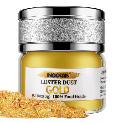 INOCERIS Edible Luster Dust Set – Elegant Gift for Bakers and Cake Decorators, Gold and Rose Gold Shimmer, 5g Jar