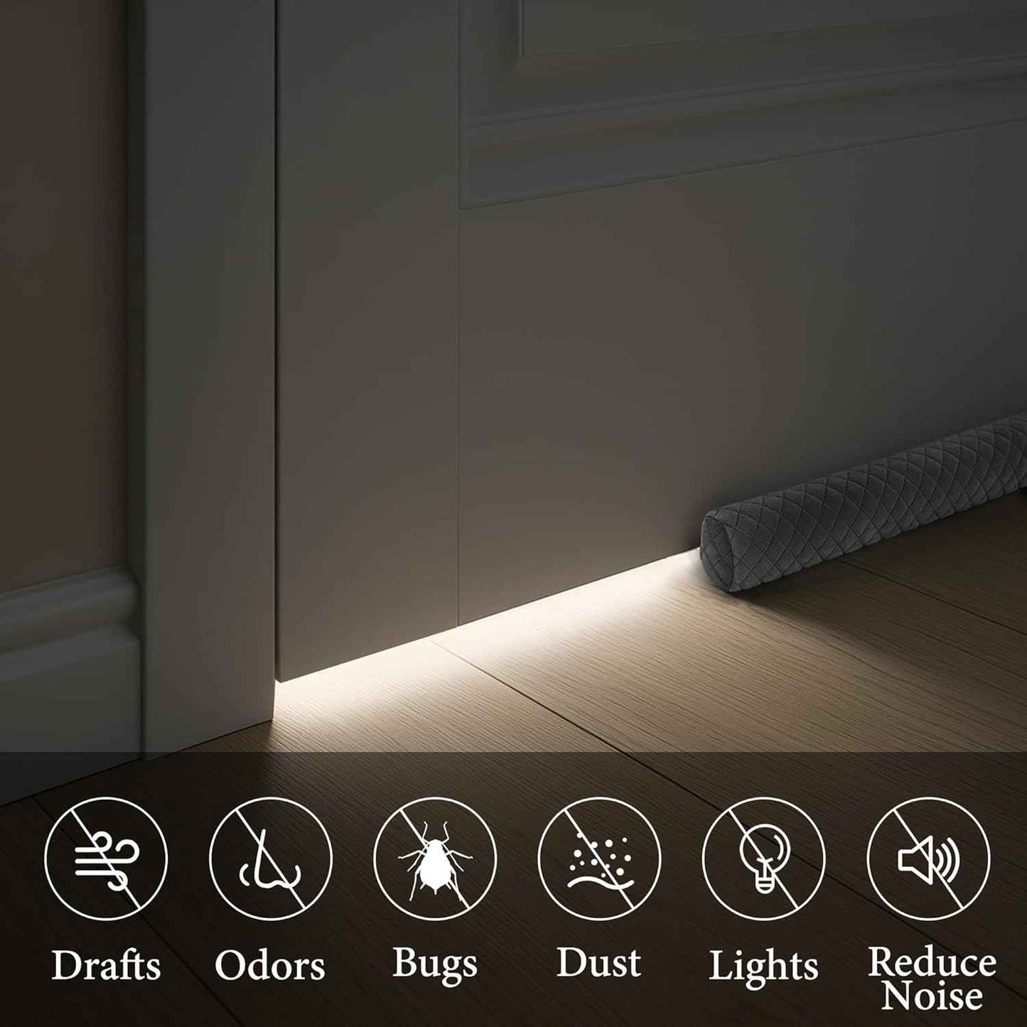BedyKate Velvet Under Door Draft Stopper – Bedroom Wellness Essential for Blocking Hallway Light and Noise During Nightly Wind-Down