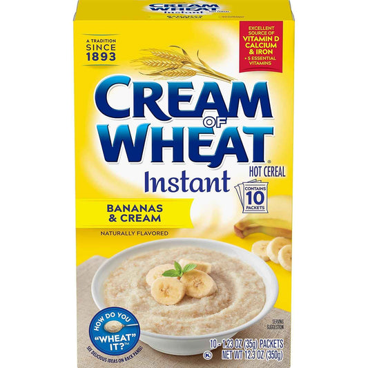 Cream of Wheat Instant Hot Cereal, Bananas and Cream – Iron, Calcium and Vitamin D Fortified Cereal for Seniors and Caregivers