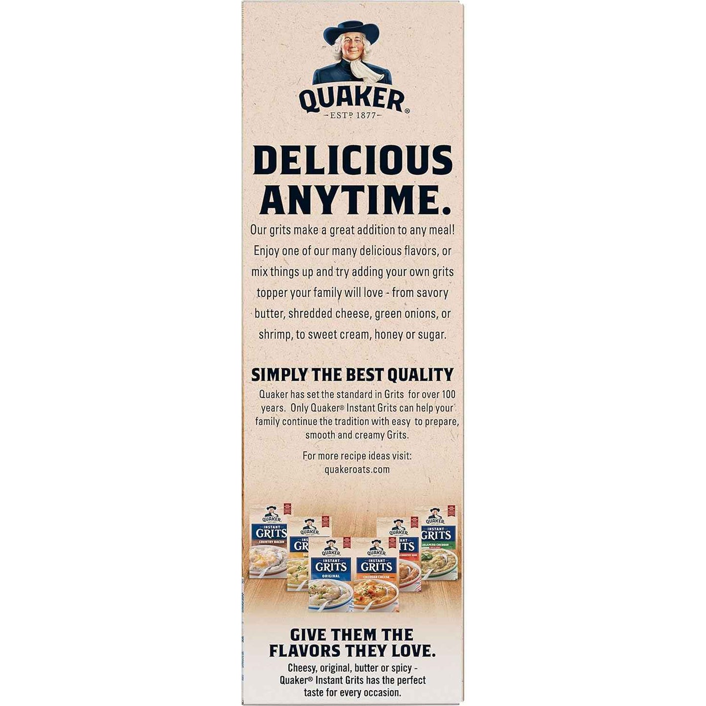 Quaker Instant Grits Variety Pack – 100 Calorie Single-Serve Breakfasts with Iron and Calcium, 10 Count