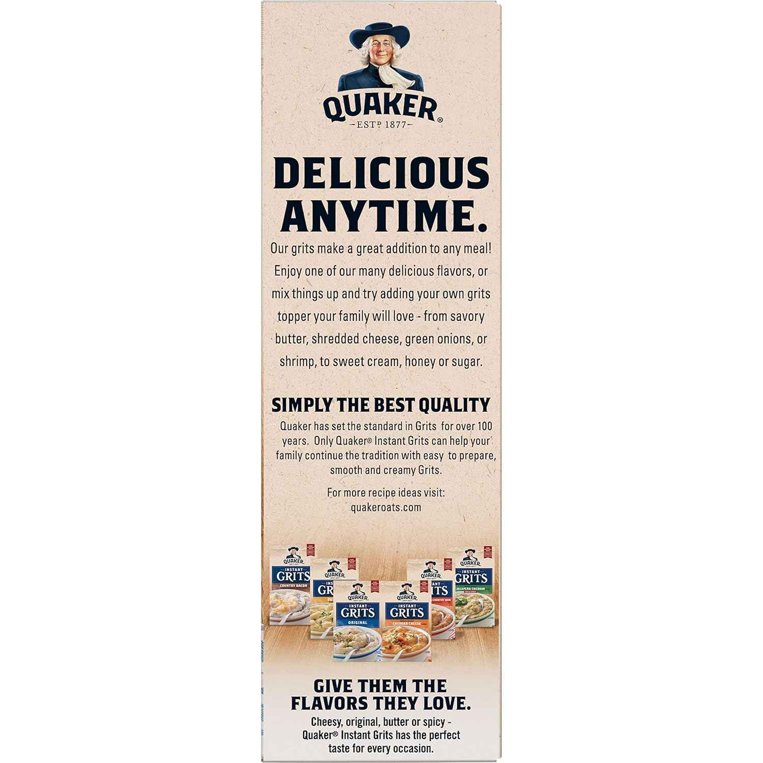 Quaker Instant Grits Variety Pack – 100 Calorie Single-Serve Breakfasts with Iron and Calcium, 10 Count