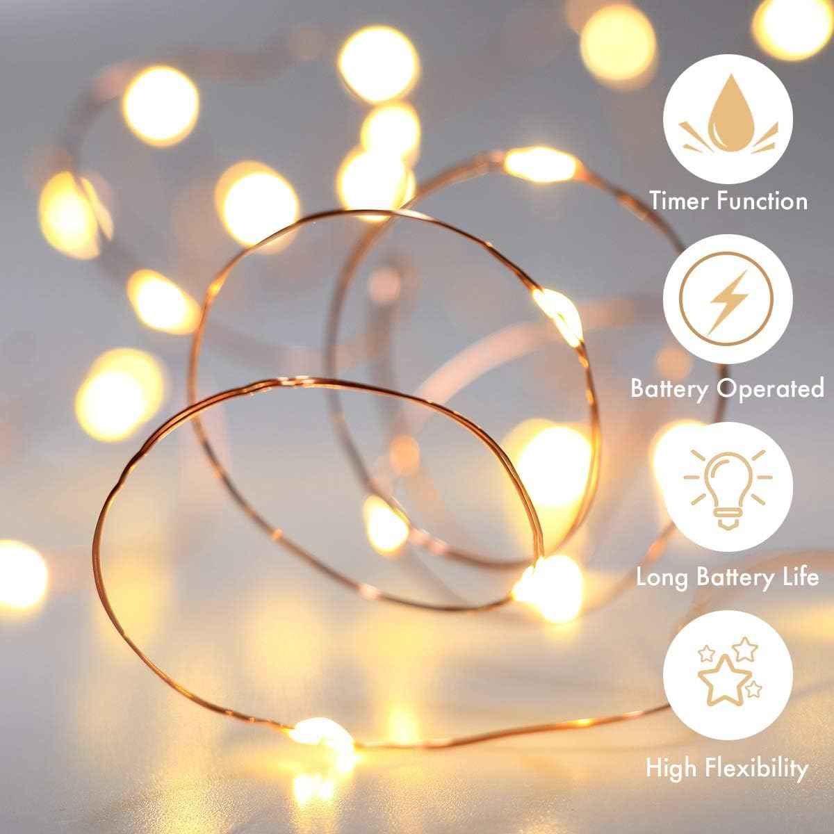 innotree LED Fairy Lights – Child-Safe Nursery and Playroom Decor, Cool-Touch Copper Wire Battery Operated 6-Pack