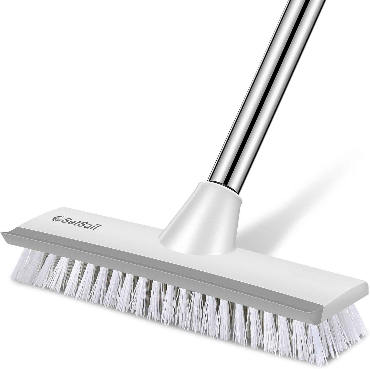 SetSail 51 Inch Floor Scrub Brush with Squeegee – No-Bend Extendable Handle to Reduce Back and Knee Strain During Long Cleaning Tasks