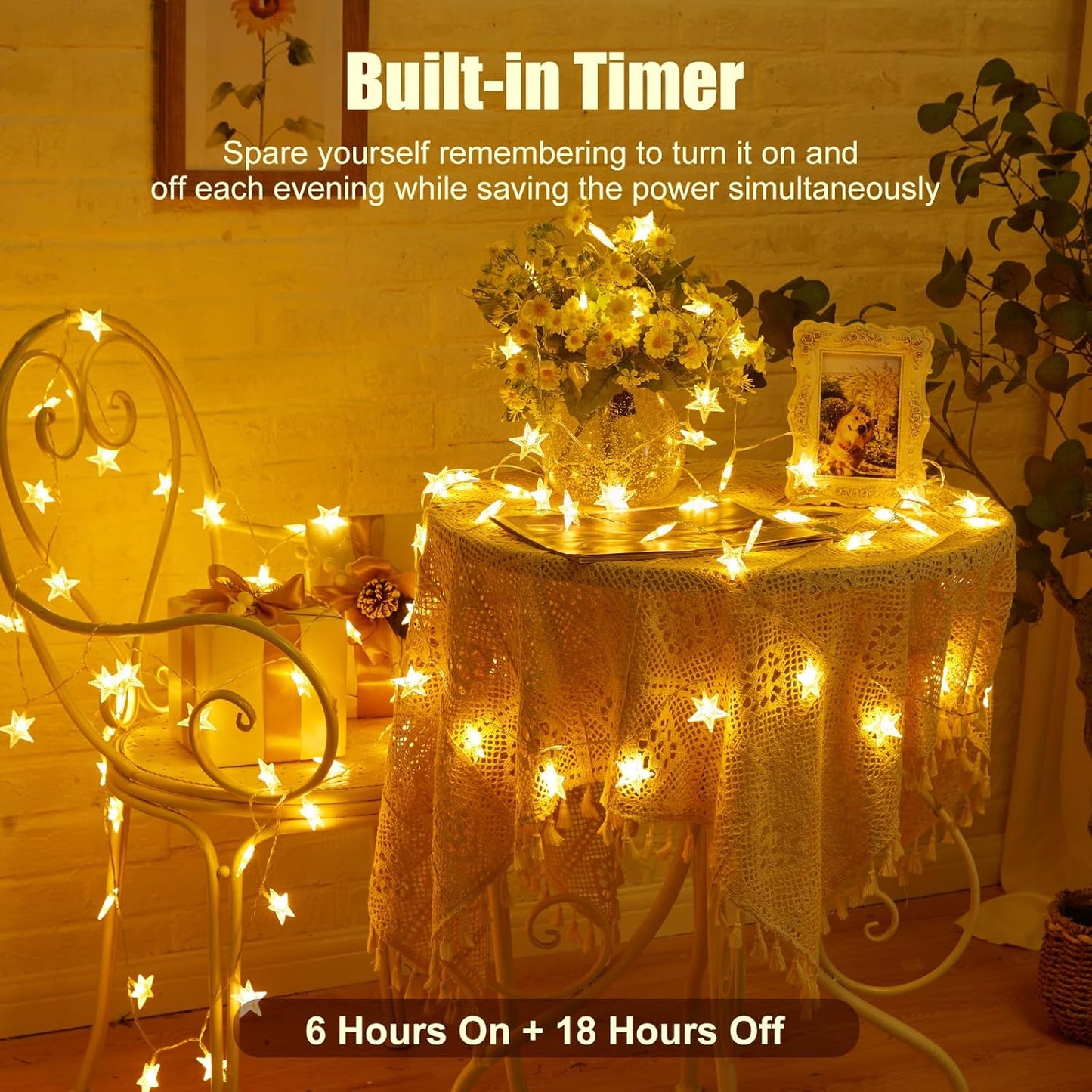integrated 6-hour on / 18-hour off automatic timer