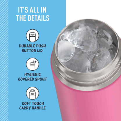 THERMOS FUNTAINER Pokemon Insulated Bottle for Kids – Durable 18/8 Stainless Steel, Soft-Touch Carry Handle for Small Hands