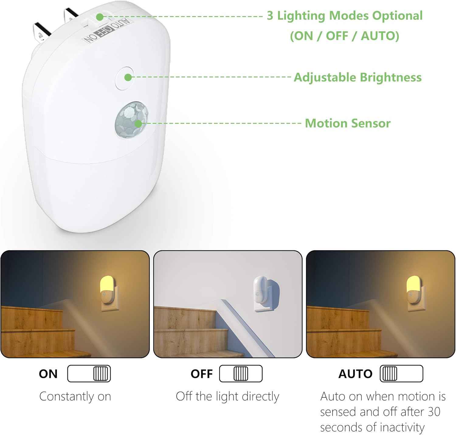 MAZ-TEK Motion Sensor Night Light – Flameless Stair and Hallway Safety Light for Fall Prevention at Night