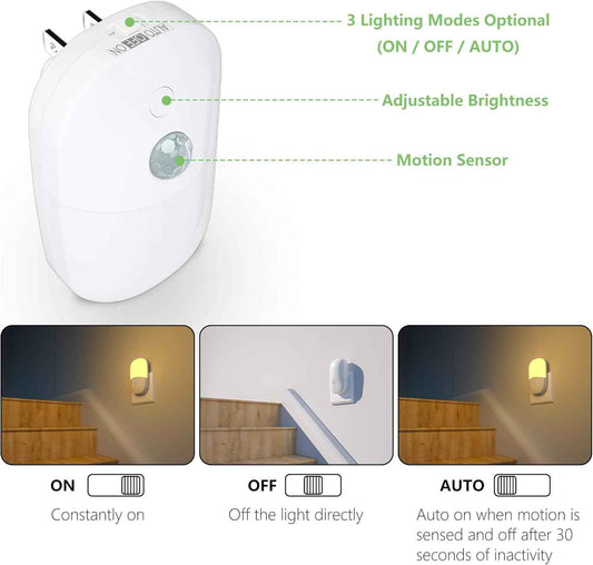 MAZ-TEK Motion Sensor Night Light – Flameless Stair and Hallway Safety Light for Fall Prevention at Night