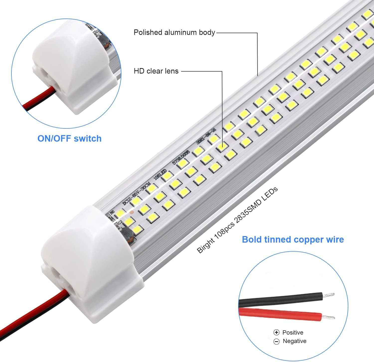 Briidea 12V LED Light Bar – Vibration-Proof Trailer & Cargo Bay Lighting, Waterproof Cool-White Strip